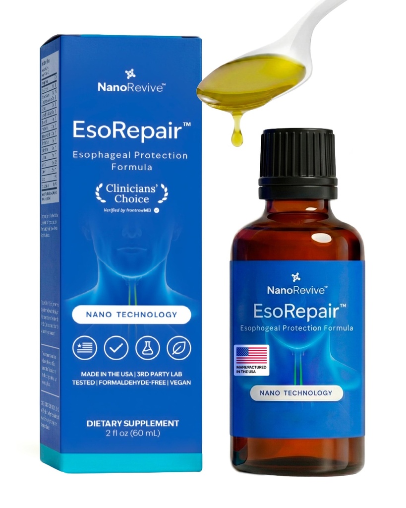 EsoRepair Nano Esophangeal & Stomach Suplementy zdrowotne dla mężczyzn i kobiet - Pojemnik do trawienia - Slippery Elm Bark, Cynk L- Carnosine & Aloe Vera Extract - Non-GMO & Dairy Free