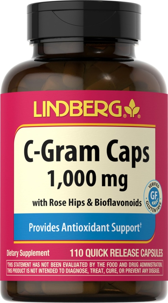 Piping Rock Vitamin C | 1000mg | 110 Capsules | with Bioflavonoids and Rose HIPS | Non-GMO, Gluten Free Supplement | by Lindberg