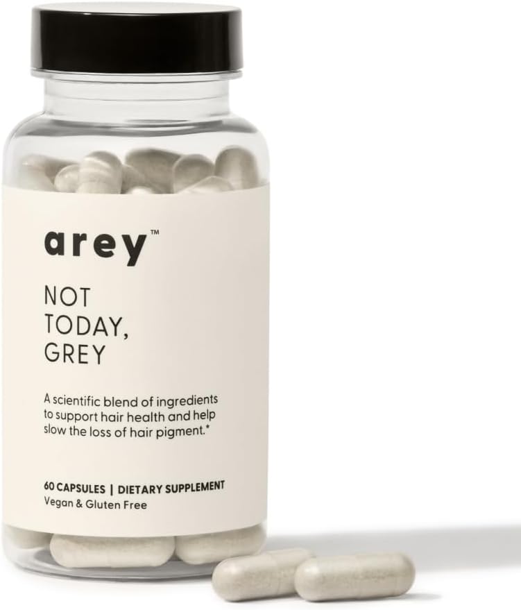 Arey Not Today, Grey Daily Hair Supplement dla kobiet i mężczyzn 124; Slows Grey Hair Growth & Repigment in 3- 6 Months Xion124; Promotes Healthier, Grubsze włosy 124; Biotin, B + D Vitamins Xion124; Vegan & Gluten Free (1 Month)