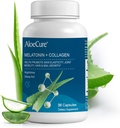 AloeCure Natural Melatonin + Kolagen z organicznym Aloe Vera - Natural Seep Aid Supplement for Restful Nights - Kolagen Complex for Joint Strength, Elastyczność skóry, Wzrost włosów i paznokci, 30 Kapsułki