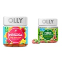 OLLY The Essential Prenatal Gummy Multivitamin, 30 Day Supply (Gummies) & Fiber Gummy Rings, 5g Prebiotic Fiber, FOS (Fructo-oligosaccharides), Digestive Support, Berry Melon 50ct
