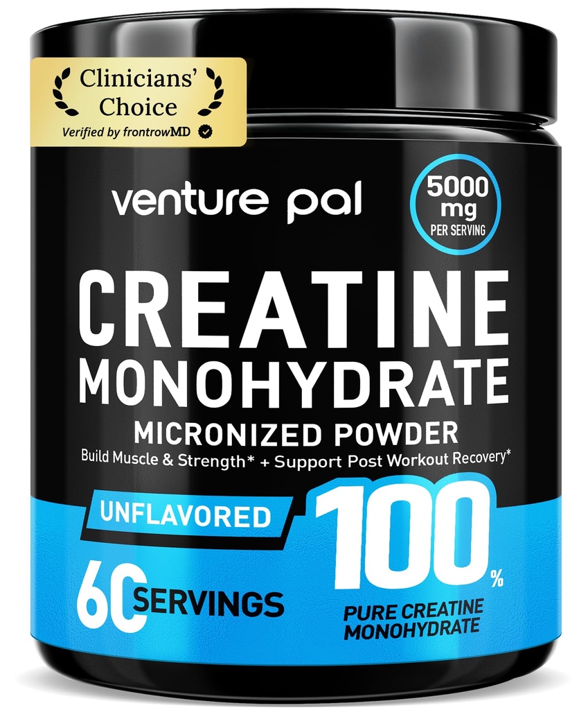 Venture Pal 100% Czysty, zmikronizowany, jednowodny proszek kreatora, nieflawored dla kobiet i mężczyzn, Wegan, Keto, Gluten Free, 5 g (5000mg) per Serving, Creaina Monohidratada en Polvo