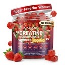 Gummie dla kobiet, 5000mg przed treningiem siły mięśniowej i wsparcia energetycznego, 0 Sugar Creatine Gummy z L- Tauryne, Cynk, B12 B6, Strawberry Flavor, Wegan - 120 Gummies