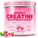 Kreatyna dla Kobiet, Jednowodziankowe Gummeje z Collagen, BCAA, L- Karnityna & Tauryna, Strawberry Flavor, Energy Creatine Supplement for Muscle Strength, Energy Boost, Sugar Free, 120 Count