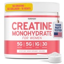 Kreatyna dla kobiet 124; Monowodny proszek kredowy 5G + 5000mg Kolagen + 1000mg BCAA 2: 1: 1 Proszek (30 Serving) Gluty wsparcia, Lean mięśnie, Odzysk, Energia i Stamina Non-GMO, Gluten Free - USA Made