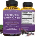 Viva Naturals Elderberry z witaminą C i cynkiem (120 kapsułek) - 1000mg Sambucus Elderberry Immune Supplement Supplement, Black Elderberry Kapsułki dla dorosłych, Elderberry Vitamin - 2 miesiące Dostawy