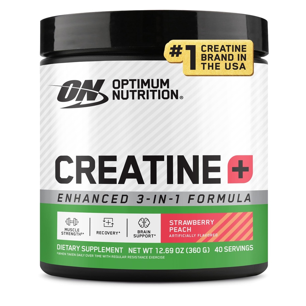Optimum Nutrition Creature Monohydrat Plus proszek, truskawkowy brzoskwiniowy aromat Creature Performance Mieszanka, z elektrolitami do hydrolizy, Dodano witaminy, 40 Sług, 360 Grams (Opakowania maja Vary)