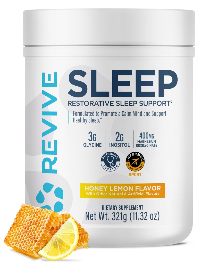 Revive MD Sleep Supplement Supplement for Adult, Honey Lemon - Supplements with Magnezu (Glicynian), Inozytol, Glicyna & L- Theanine - Promotes Relaxation & Sleep Health