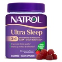 Natrol Ultra Sleep 3- in-1 100% Beznarkotykowy Mieszanka pomocy sennej z Melatoniną, GABA & Botanikami, Suplement diety, Non-Habit Forming, 50 Gummies