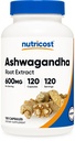 Nutricost Ashwagandha Herbal Supplement 600mg, 120 Kapsułki - wegetarianin, Non-GMO, Gluten Free, Ashwagandha Root