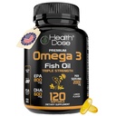 Dawka zdrowotna Omega 3 Fish Oil 2000mg - Lemon-Flavored Softgels z EPA 800mg & DHA 600mg dla mózgu, serca i Wellness Support - Easy- to- Digest, No Fish Burps - 120 Softgels, 2- Month Supply