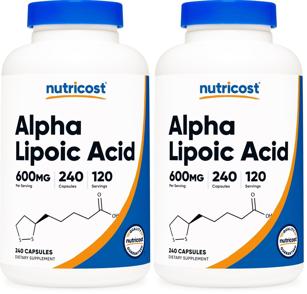 Nutricost Alpha Lipoic Acid 600mg Per Serving, 240 Capsules - Gluten Free, Vegetarian Capsules, Soy Free & Non-GMO (Pack of 2)