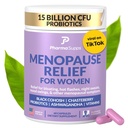 Naturalne suplementy menopauzy dla kobiet - Perimenopauza Suplementy dla równowagi hormonalnej, Bloating & Mood Swings 124; Hot Flash Menopauza Relief w / Probiotyki i Prebiotyki, Czarny Cohosh & Chasteberry