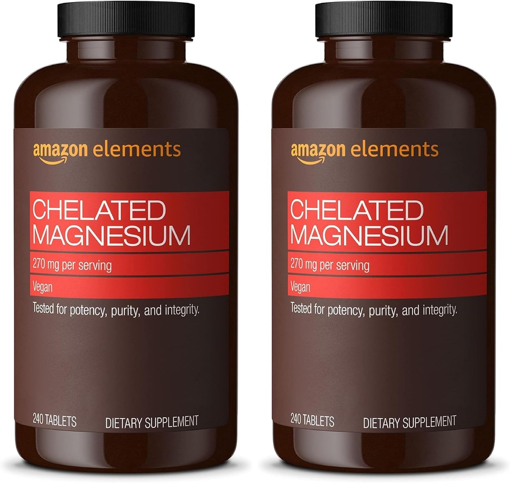 Elementy - Chelated Magnezu, 240 tabletek, 270 mg na jedną porcję, jako Magnezu Glycinate Chelate, Vegan (opakowanie po 2)