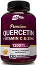 NutriFlair Quercetin 1200mg with Vitamin C and Zinc, 120 Capsules - All-Natural Supplement, Gluten-Free, Soy-Free, Non-GMO, Easy-to-Swallow, 2-Month Supply