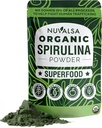Nuvalsa Organic Spirulina Proszek 1lb - 100% Czysty Superfood Suplement z Blue Green Algae Non GMO dla Smoothie & Napoje białkowe, Wegan & USDA Certified Organic - 100 Servings