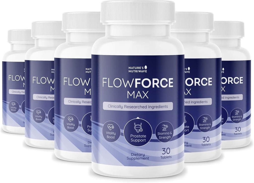 FlowForceMax Herbal Supplement Supplement - Natural Plant- Based Formula z Saw Palmetto Extract 124; 30 Tabletki do żucia, 6 Miesiąc dostaw, Made in USA