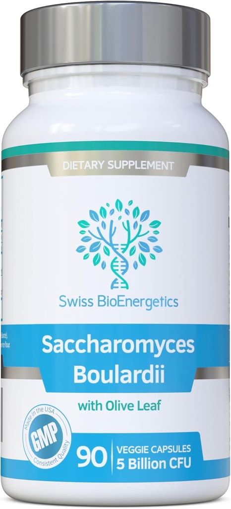 Saccharomyces Boulardii 5 Billion CFU 90 Kapsułki - Nie jest wymagane chłodzenie - Wysoka wytrzymałość - Niekolonizujący drożdże z synergizmem Olive Leaf, Biotin i witaminy D3