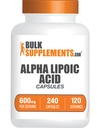 BulkSupplements.com Alpha Lipoic Acid Capsules - ALA Supplement, Alpha Lipoic Acid 600mg - Gluten Free - 240 Capsules (Pack of 1)