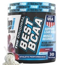 BPI Sports Best BCAA Powder - Wsparcie Odzyskiwania Mięśnie - Branched Chain Amino Acids 124; Bloki budowlane białka i mięśni - Post Workout Recovery - Nawadnianie - Winogrona, 30 Służenia