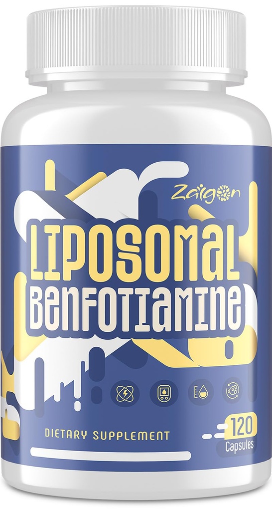 Zaigon Benfotiamine Thiamine Vitamin B1 Supplement, 600mg Liposomal Fat Soluble VIT B1 with Alpha-Lipoic Acid for Men & Women, Energy Boost, Glucose Metabolism & Nerve Support (120 Vegan Capsules)