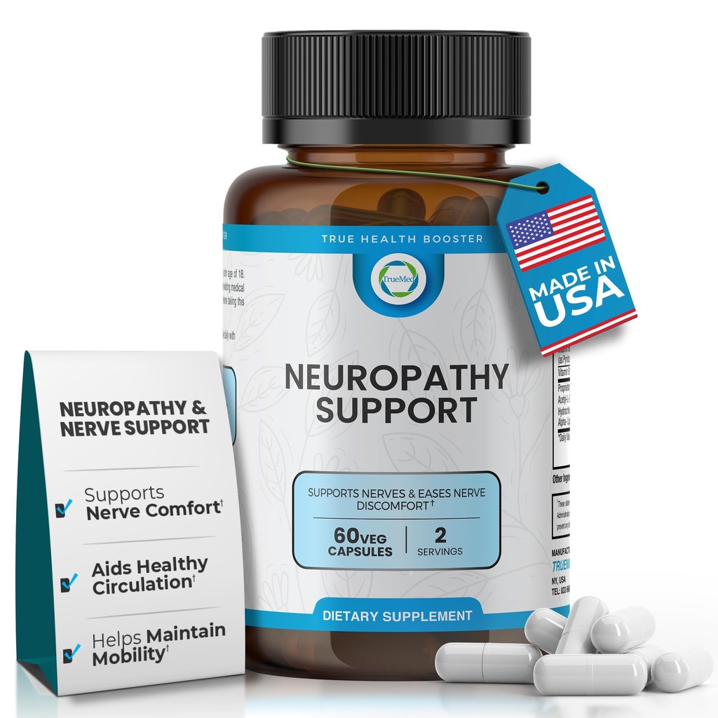 Neuropathy Support Neuro and Nerve Health Supplement with Vitamin D3, B6, B12, Acetyl-L-Carnitine, Alpha-Lipoic Acid, and Benfotiamine Supports Feet Nerve Function 60 Vegetable Capsules