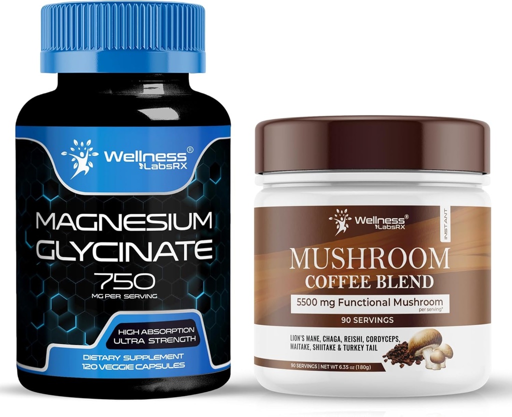 WELLNESS LABSRX Magnezu Glicynian Kapsułki 750mg - Mieszanka do kawy