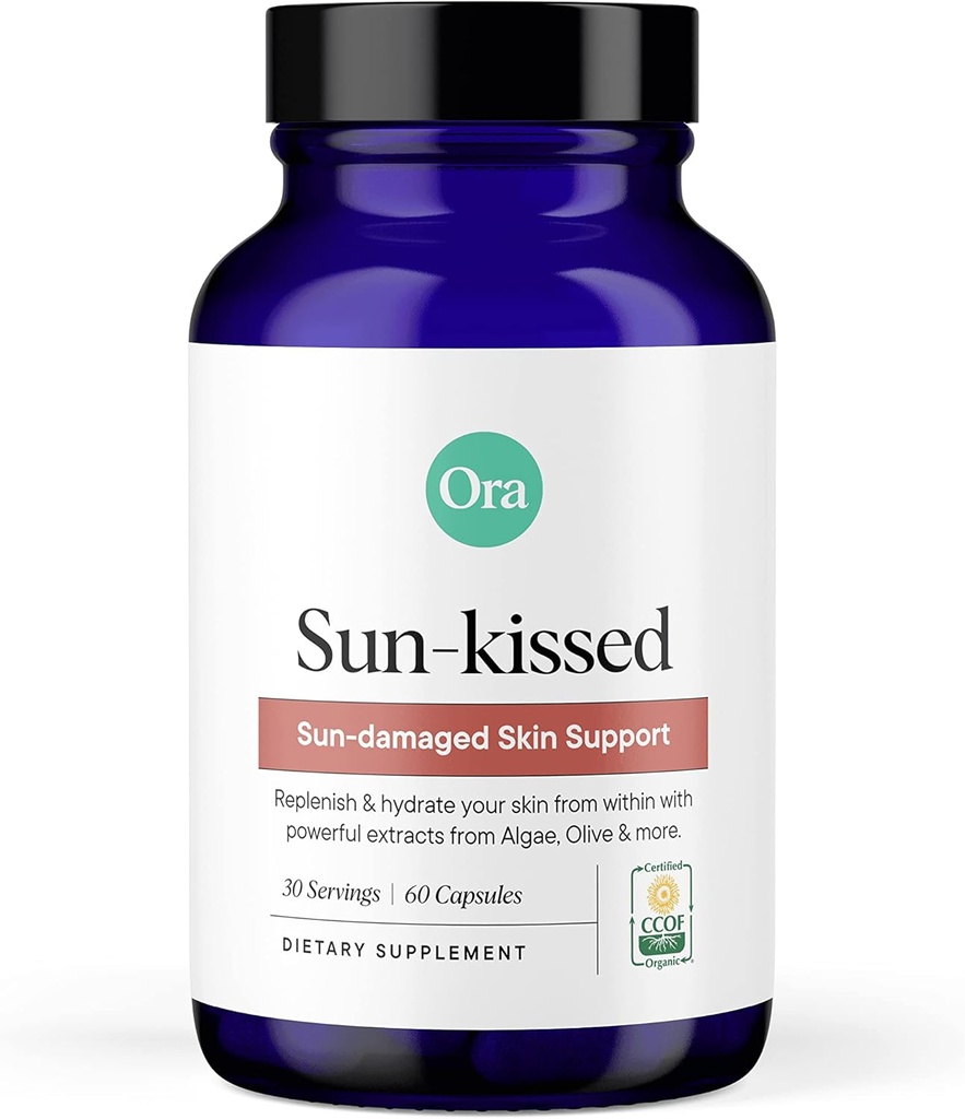 Ora Organic Skin Health Supplement - Sun Damage Support - Promotes Skin 's Natural Defense 124; Wegan przeciwutleniacze Włączając astaksantynę i karotenoidy - 1 Miesiąc dostaw, 60 Kapsułki