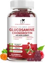 Glukozamina Gummie Chondroitin Potrójne siły (1000 mg Glukozamina, 750mg Chondroitin) z MSM, Turmeric, Quercetin, Witamina E, Suplement Joint Support, Antyoksydant 60 Gummies Malina Flavor