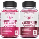 Hormonal Balance & Magnezu Gummies dla mięśni, PMS Gummies Zmniejszanie Bloating & Mood Swings, Magnezu pomaga zapobiegać skurczom i promocje mięśni Odzysk - 60 Wegańskie Gummies na butelkę