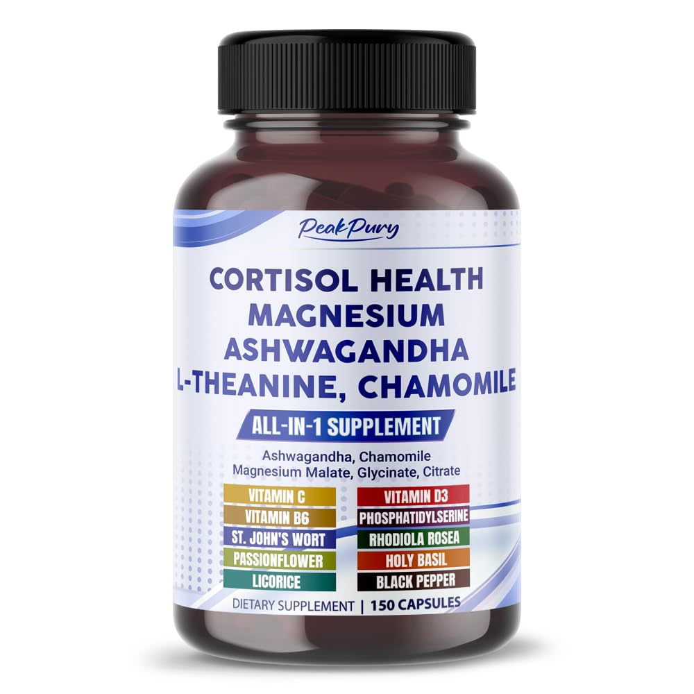 CORTISOL Health Ashwaganda Magnezu Rumianek L- Theanine - Made in USA
