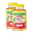 Omega 3 Mini 1000mg from Fish Oil – 120 Softgels, Lemon Flavor Fish Oil Omega 3 Supplements with EPA DHA, Fatty Acid Supplement, Easy to Swallow (Pack of 2)