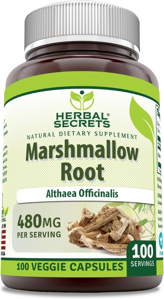 Herbal Secrets Marshmallow Extract Supplement Agregat 124; 480 Mg Agregat 124; 100 Veggie Capsules Agregat 124; Non-GMO Agregat 124; Gluten Free Agregat 124; Made in USA