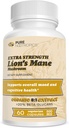Pure Nootropics - Organic Lion 's Mane 8: 1 Mushroom 500 mg < 124; Dual Extract < 124; 60 Vegetarian Caps < 124; > 20% beta- glukany > 124; Hericium erinaceus < 124; Brain Health