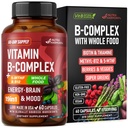 Witamina B Complex - B1 XI124; B2 XI124; B3 XI124; B5 XI124; B6 XI124; Biotin XI124; B12 XI124; 5- MTHF - Astragalus & Whole Food Blend - Energia, Metabolizm i Mózg - Witaminy B dla kobiet i mężczyzn - Made in USA - 60 kapsułki, 60 Days Supply