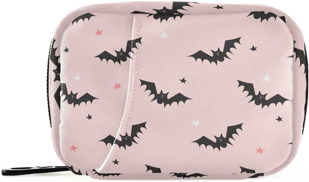Halloweenowe Nietoperze Pink Pill Box 7 dzień Pill Case Travel Pill Organizer Bag z Zipper przenośny tygodniowy suplement witaminy posiadacz Pouch Bag