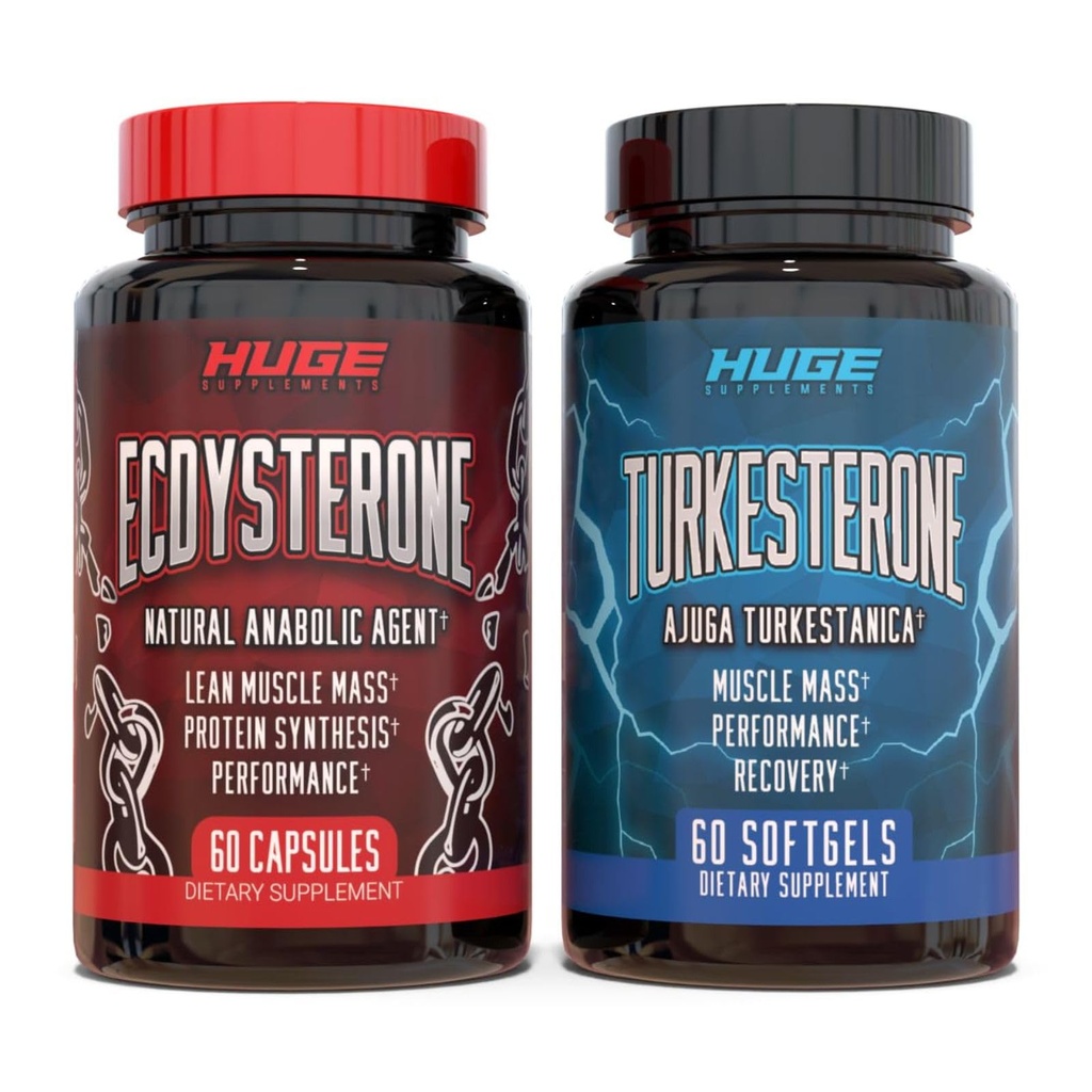 Ogromne suplementy Turkesterone & Ecdysteron Stack, Budować mięśnie i siłę, Wzmocniona technologia absorpcji (60 Służenia)