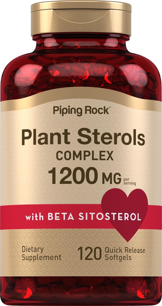 Piping Rock Plant Sterols Supplement Equipment 124; 1200 mg Equipment 124; 120 Softgels Equipment 124; with Beta Sitosterol Equipment 124; Phytosterol Complex Equipment 124; Non-GMO, Gluten Free