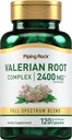Piping Rock Valerian Korzeń kapsułki 2400 mg XI124; 120 Count XI124; Extract Supplement XI124; Herbal Blend XI124; Non- GMO, Gluten Free