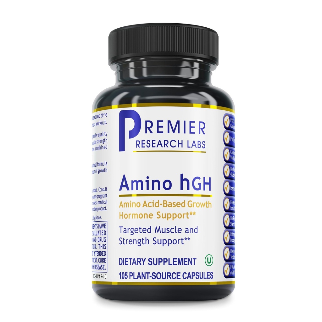 Premier Research Labs Amino HGH - HGH Suplementy dla mężczyzn, HGH Suplementy dla kobiet, Amino Kwasy, L- Arginina, L- Lizyna, HGH Enhancer, Wsparcie ludzkiego hormonu wzrostu i wzrost mięśni - 105 Kapsułki