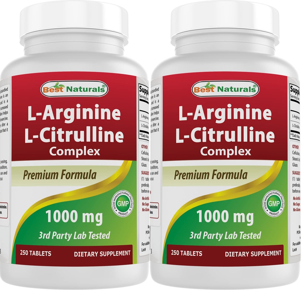 Najlepsi Naturals L- Arginine L- Citruline Complex 1000 mg 250 tabletek (250 sztuk (opakowanie po 2))
