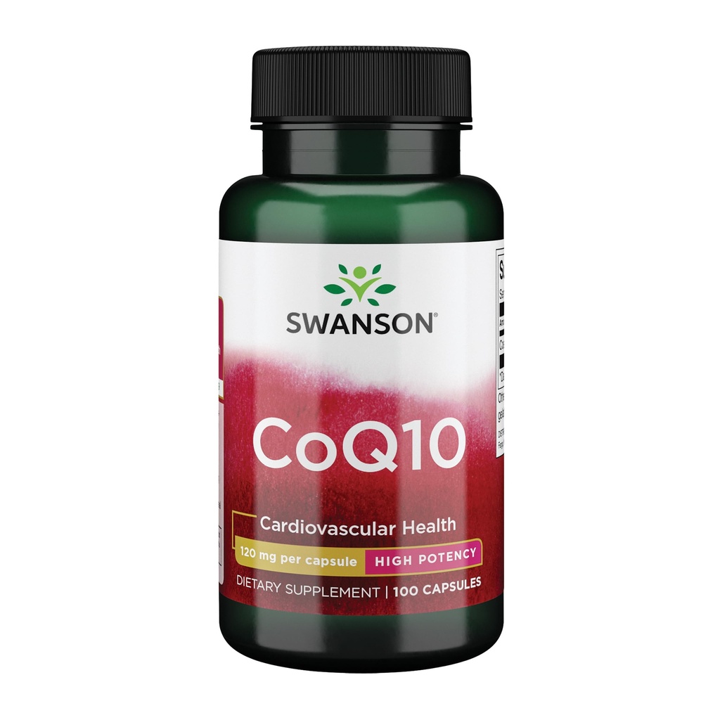 Swanson CoQ10 - Pomaga promować zdrowie serca, wsparcie energetyczne, i pomaga w całym systemie sercowo- naczyniowym Zdrowie - Pomaga utrzymać koenzym Q10 Suplement - (100 kapsułek, 120mg każdy)