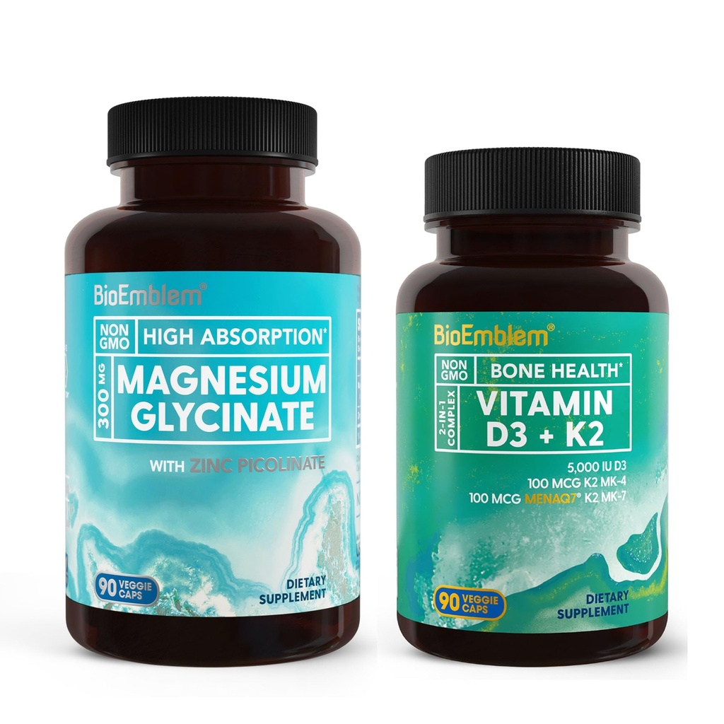 BioEmblem Magnezu glicynian z cynku i witaminy D3 K2