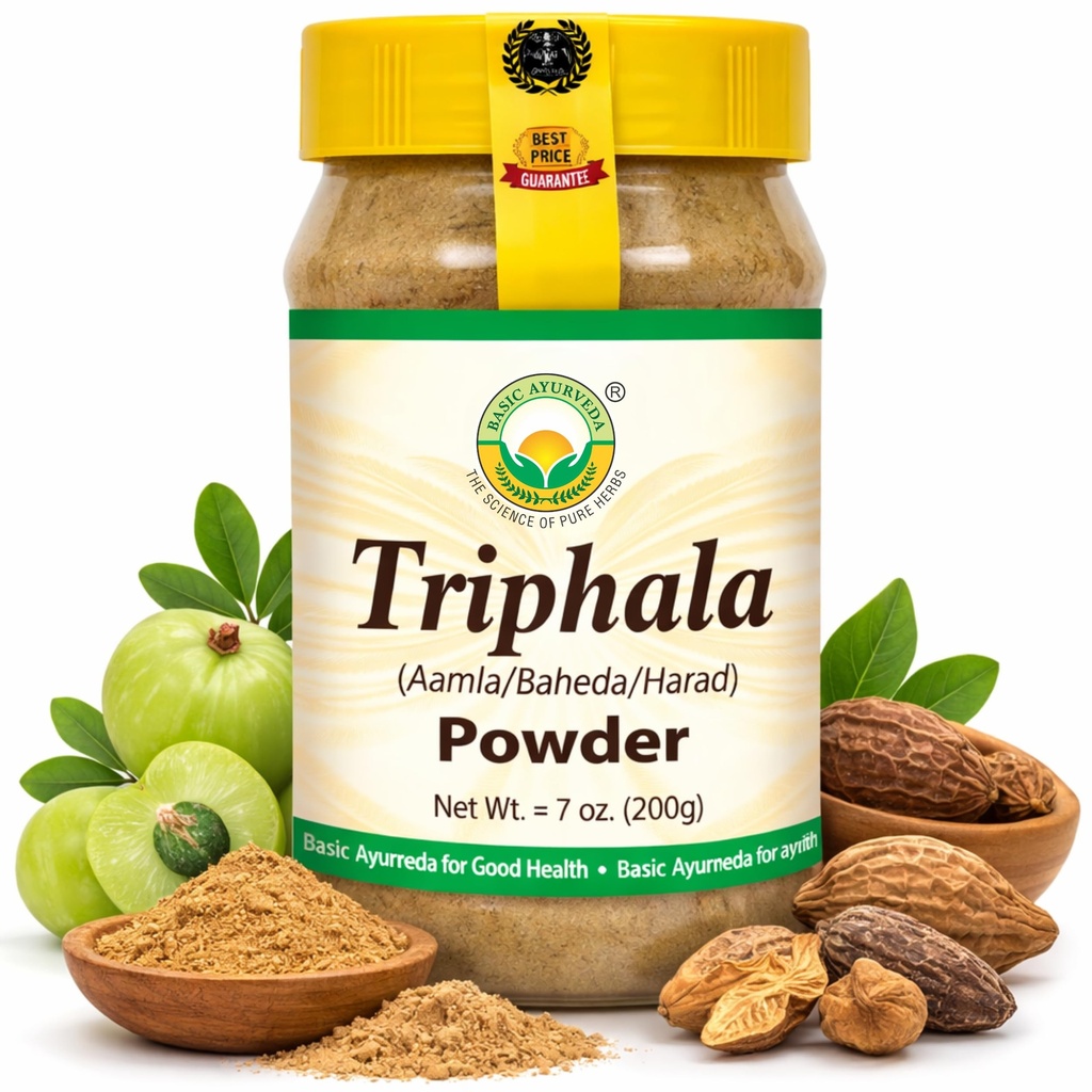 AYURVEDA Triphala Proszek 7.05 Oz (200g) 124; 100% Natural Ayurvedic Mieszanka Amla, Haritaki & Bibhitaki 124; Wsparcie Digestive Health, Detox & Wellness 124; Brak dodatków 124; Wegan & Gluten- Free