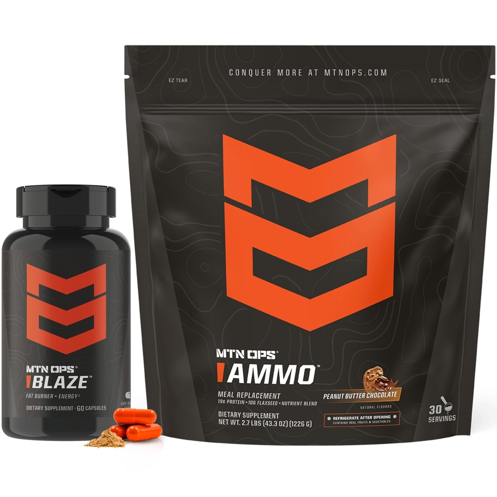 MTN OPS Blaze & Ammo Peanut Butter Chocolate Bundle – Thermogenic Fat Burner + Lean Muscle Protein Stack