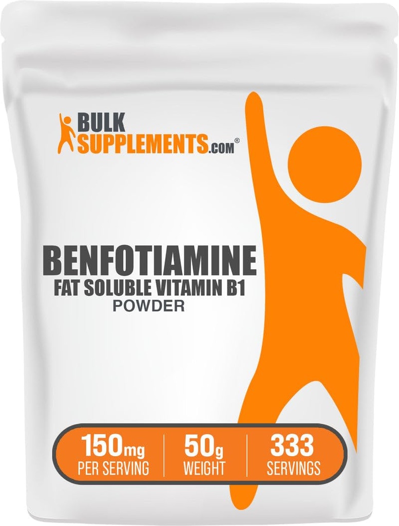 BulkSupplements.com Benfotiamine Powder - Vitamin B1 Benfotiamine Supplement, Fat Soluble B1 Vitamin - Gluten Free, 150mg per Serving, 50g (1.8 oz) (Pack of 1)