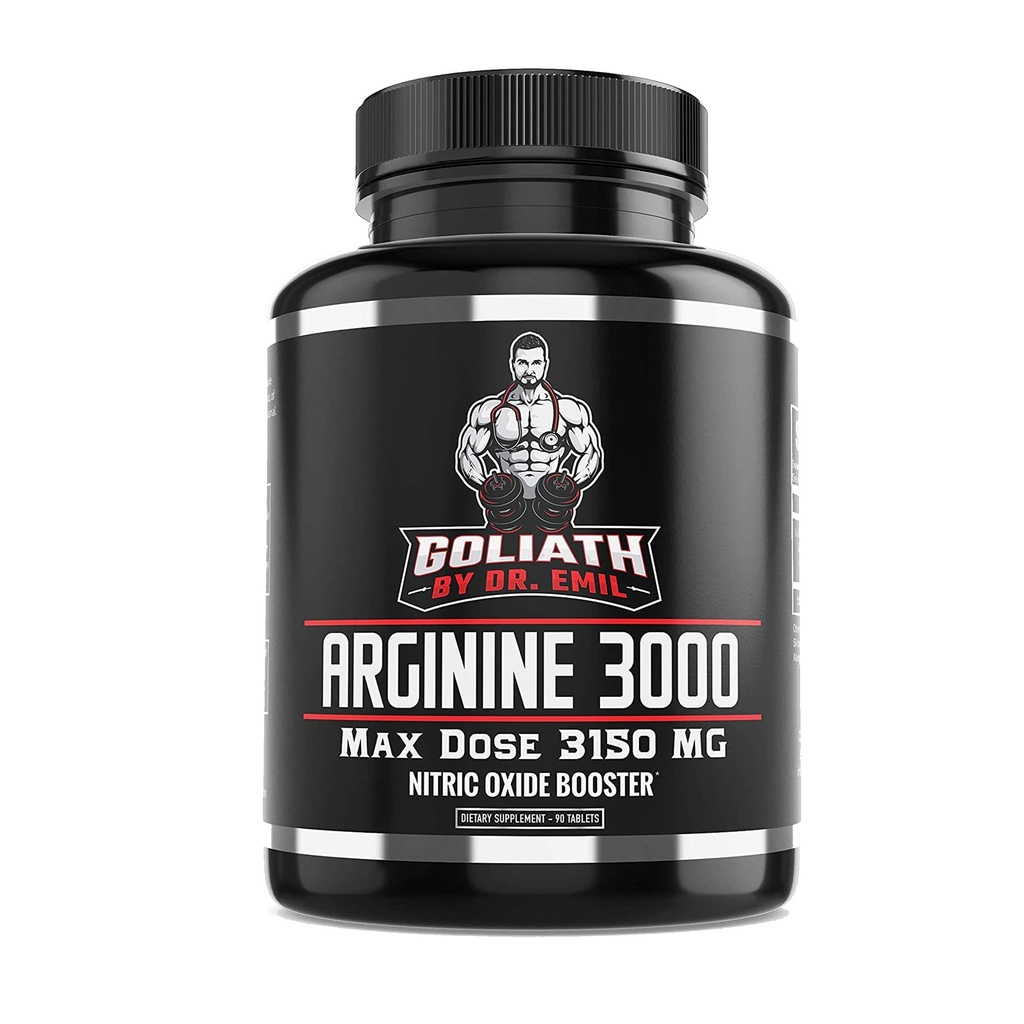 Dr Emil - L Arginina (3150mg) Najwyższa dawka kapsułki - Suplement tlenku azotu dla waskularności, wytrzymałości i zdrowia serca (AAKG i HCL) - 90 tabletek