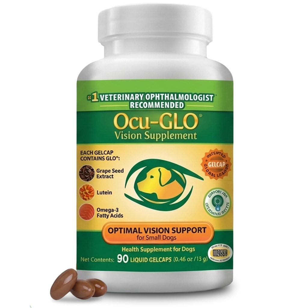 Ocu- GLO Psie suplement widzenia dla małych psów 10 lb i Under- 90 Czapki żel płynny