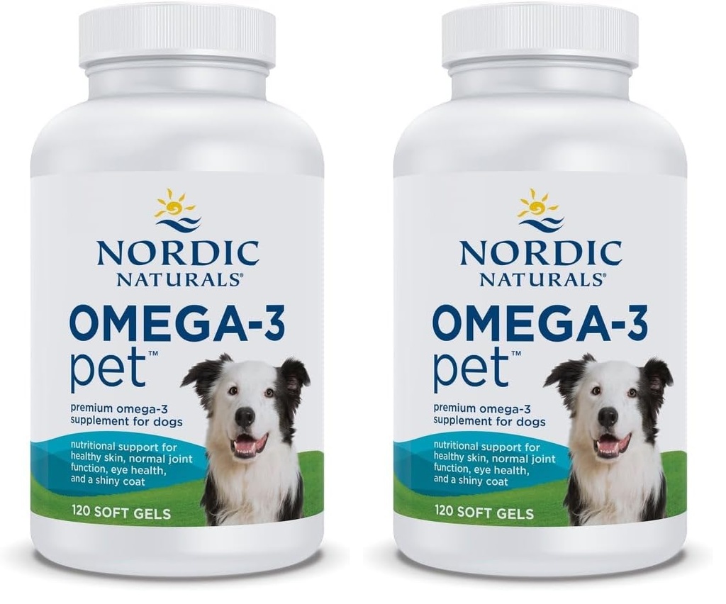 Nordic Naturals Omega-3 Pet, Unflavored - 120 Soft żele - 330 mg Omega-3 Per Soft żel - Olej rybny dla psów z EPA & DHA - Promotes Heart, Skóra, Płaszcz, & Zdrowie immunologiczne (Opakowanie 2)