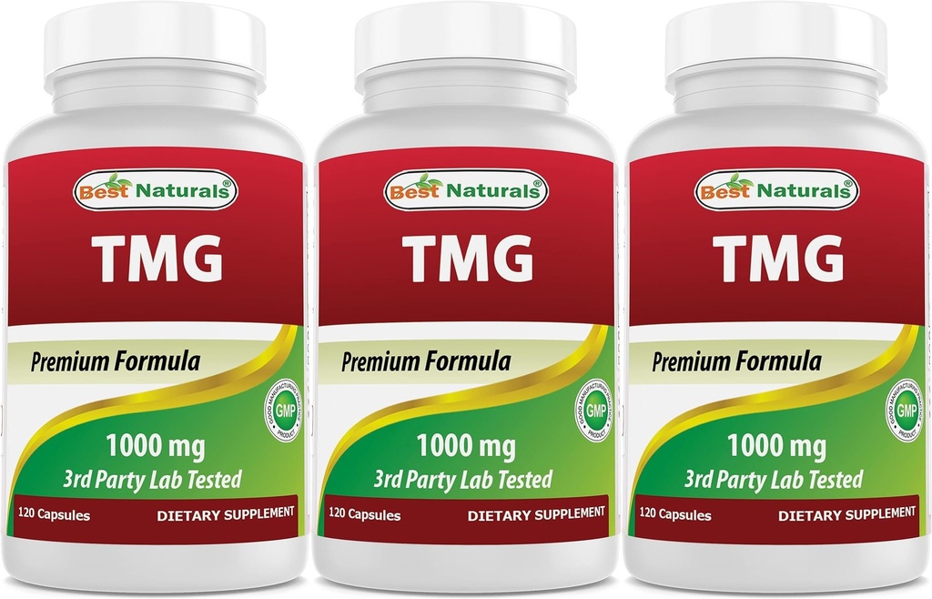 Najlepsi naturale TMG Trimetyloglicyna (w postaci Betaine Bezwodny) 1000 mg Podawanie - 120 Kapsułek - Zdrowe poziomy homocysteiny i wsparcie metylacji (120 Liczba (Opakowanie po 3))